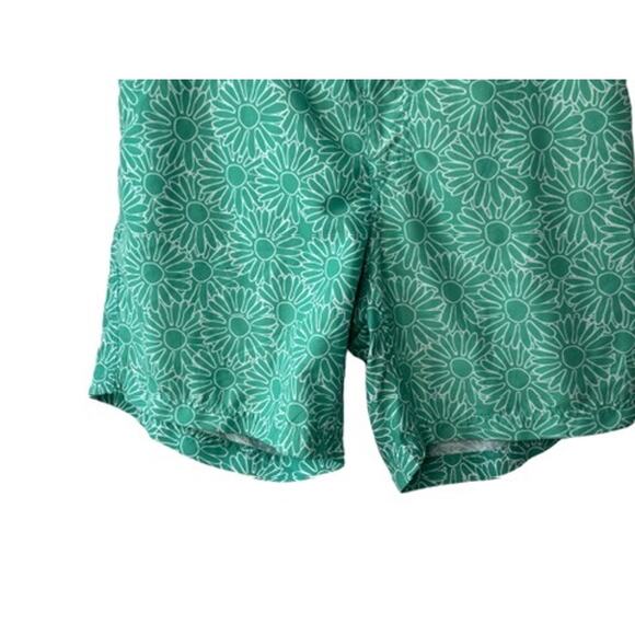 Beach Bros. Green & White Floral Print Lined Swim Trunks Men's Size Large - Picture 2 of 6